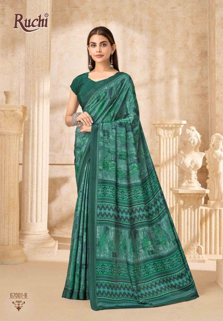 Ruchi Vedanta Silk-54 Silk Crepe Saree - Unique Print Designer Collection