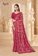Ruchi Vedanta Silk-54 Silk Crepe Saree - Unique Print Designer Collection