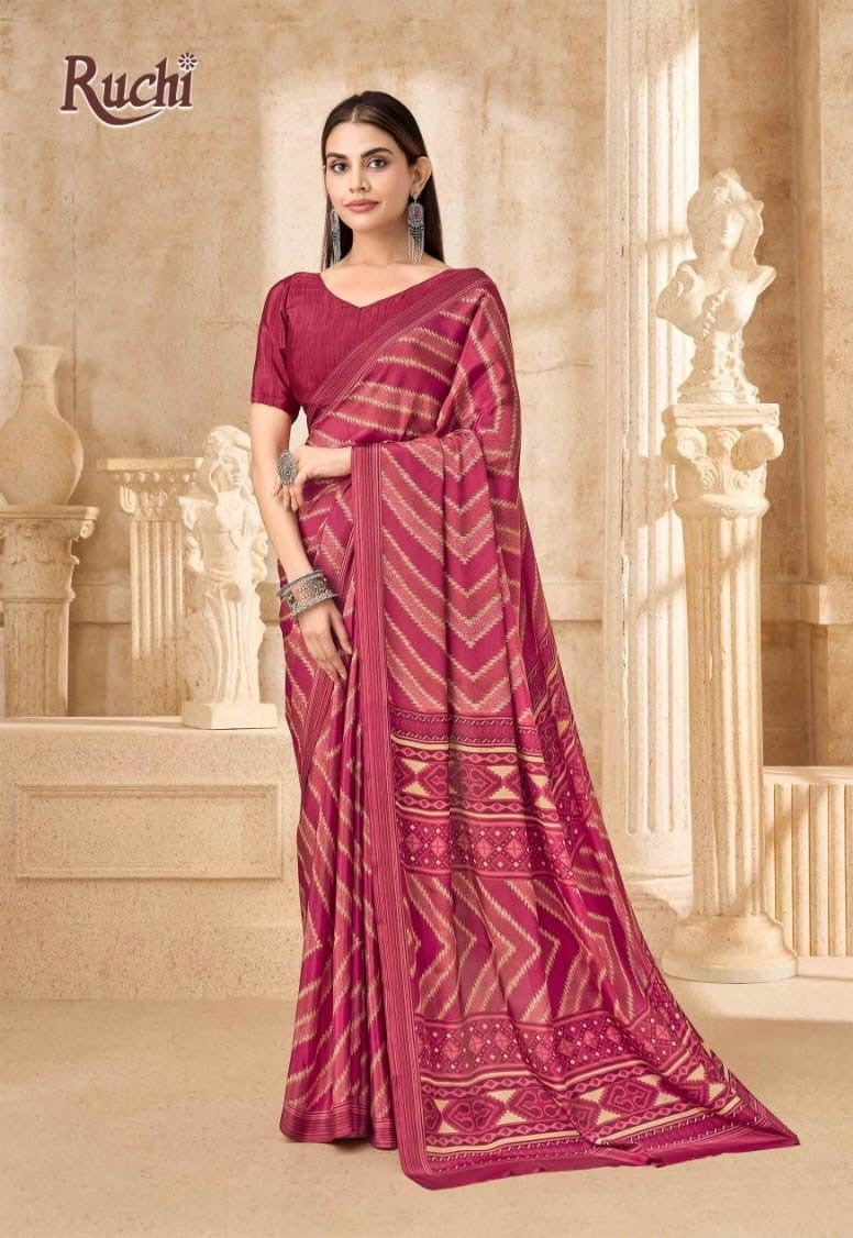 Ruchi Vedanta Silk-54 Silk Crepe Saree - Unique Print Designer Collection