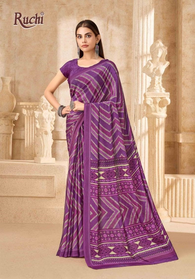 Ruchi Vedanta Silk-54 Silk Crepe Saree - Unique Print Designer Collection