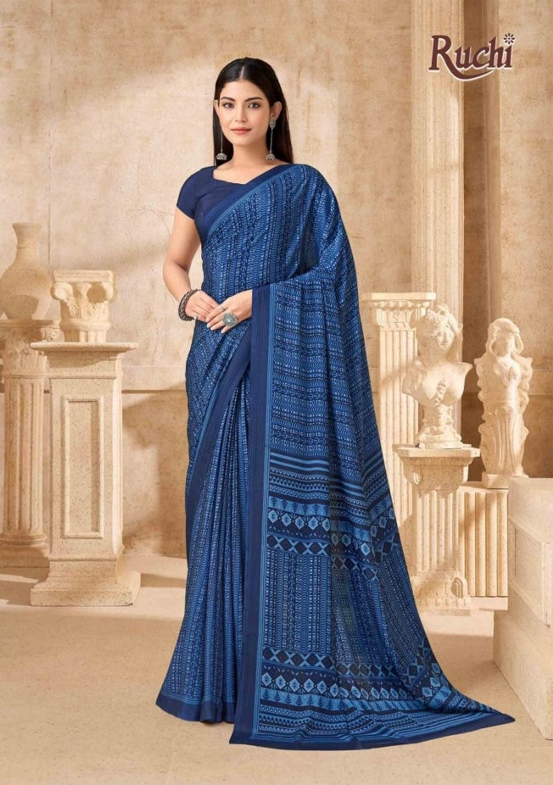 Ruchi Vedanta Silk-54 Silk Crepe Saree - Unique Print Designer Collection