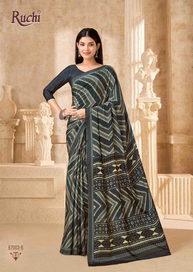 Ruchi Vedanta Silk-54 Silk Crepe Saree - Unique Print Designer Collection