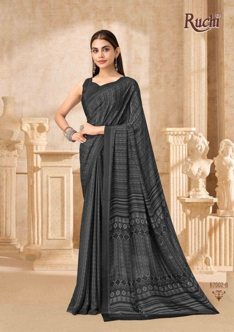 Ruchi Vedanta Silk-54 Silk Crepe Saree - Unique Print Designer Collection