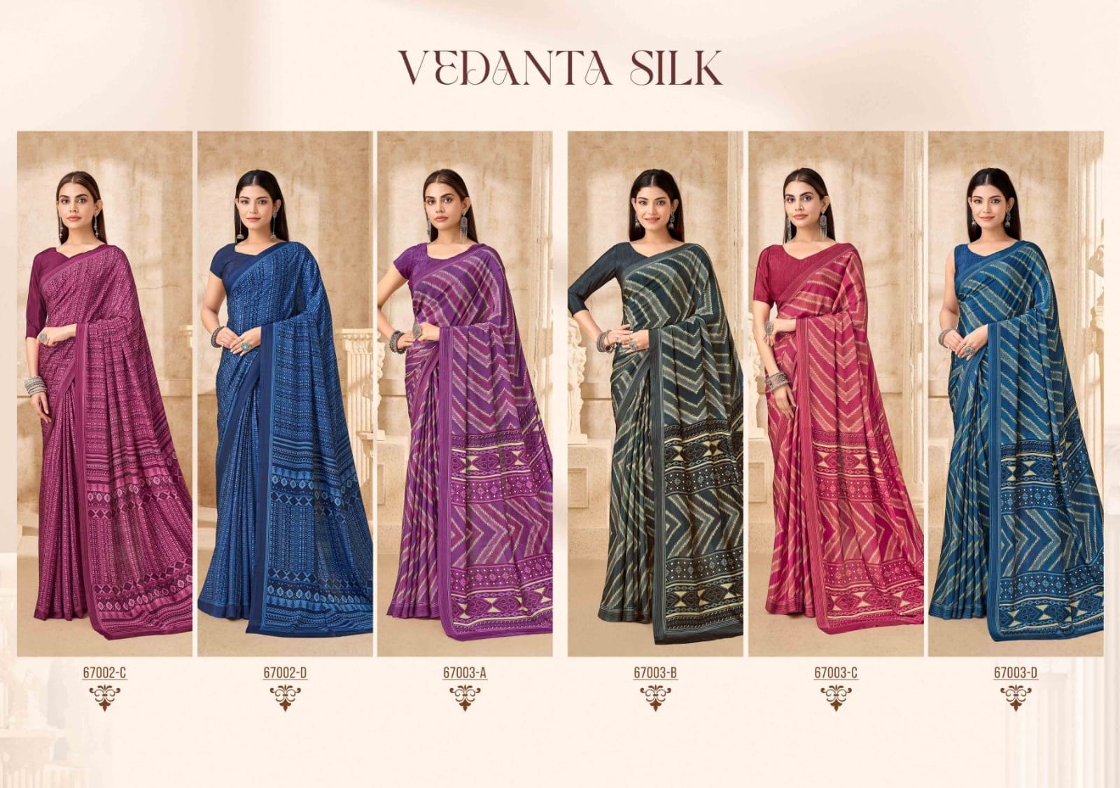 Ruchi Vedanta Silk-54 Silk Crepe Saree - Unique Print Designer Collection