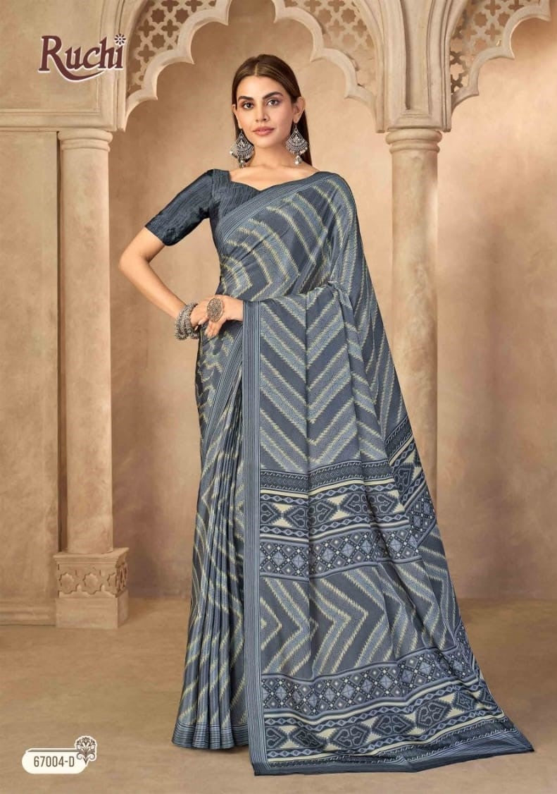 Premium Silk Crepe Printed Saree with Unique Designer Print