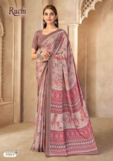 Ruchi Vedanta Silk-55 Silk Crepe Printed Saree - 12 PCS Set