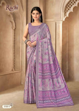 Ruchi Vedanta Silk-55 Silk Crepe Printed Saree - 12 PCS Set