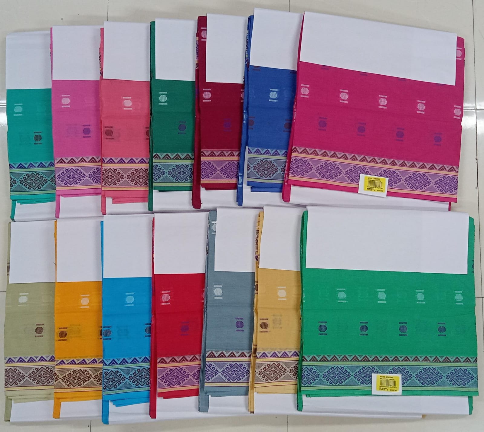 Rudraksh Butta Cotton Saree 14 Pcs Set – Contrast Woven Border Collection-M.R. Saree Emporium