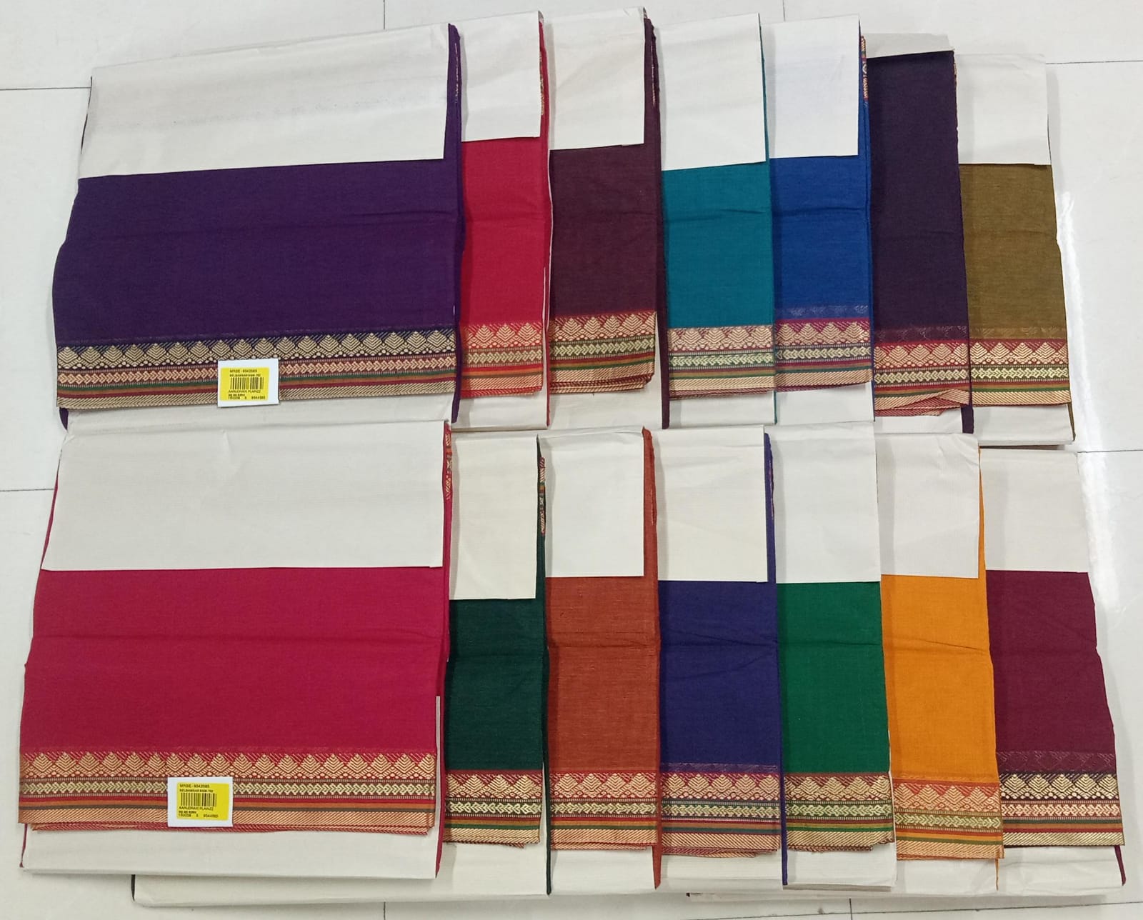 Rudraxi Plain Cotton Saree – 14 Pcs Set -M.R. Saree Emporium