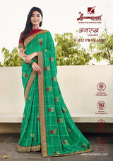 Laxmipati Ajrakh Chiffon Printed Saree - Zari Border Soft Saree - Single Piece Available - M.R. Saree Emporium