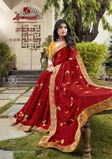 Laxmipati Ajrakh Chiffon Printed Saree - Zari Border Soft Saree - Single Piece Available - M.R. Saree Emporium