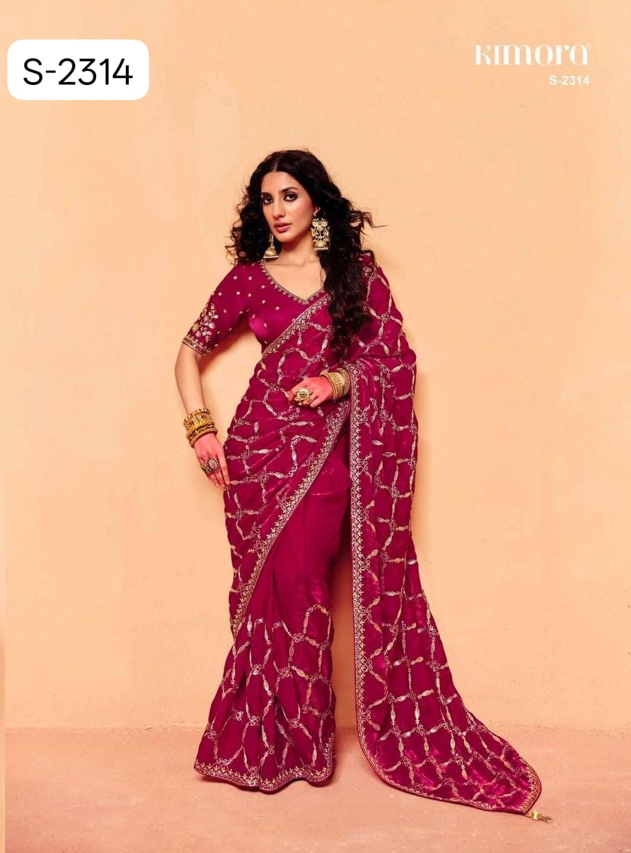 Kimora Mohey Saree Fancy Tissue Designer Party Wear