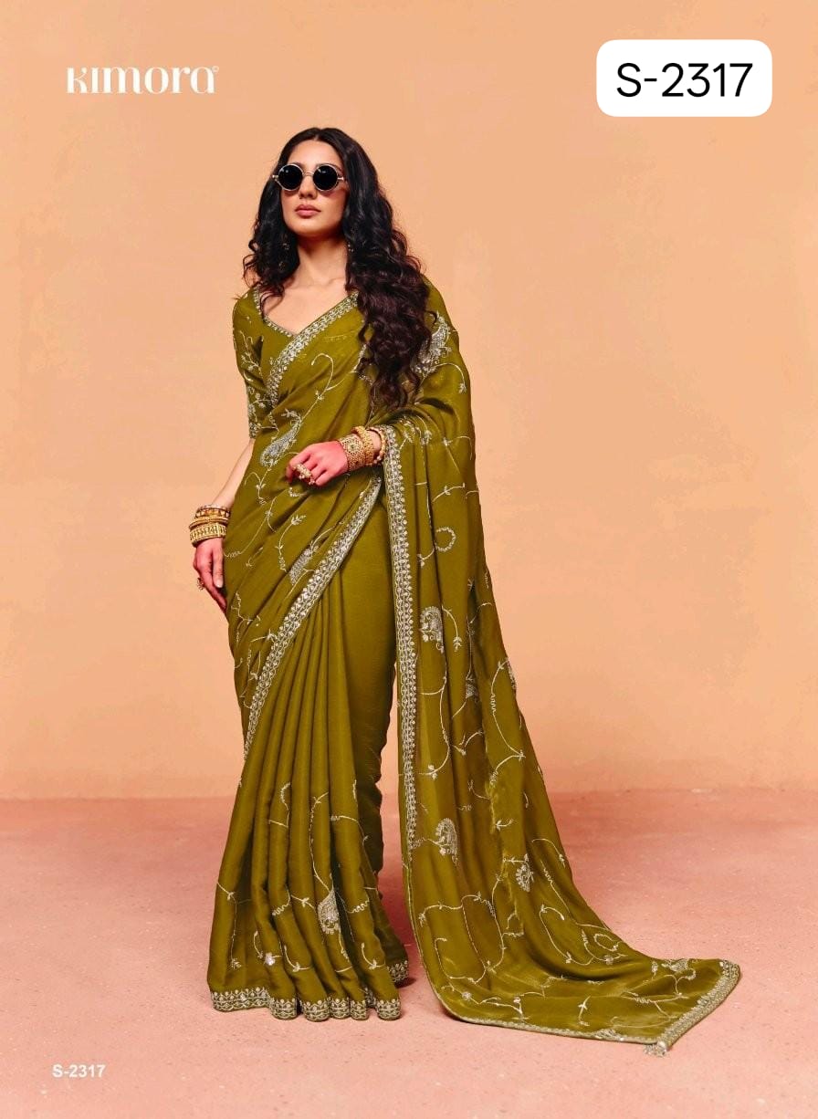 Kimora Mohey Saree Fancy Tissue Designer Party Wear