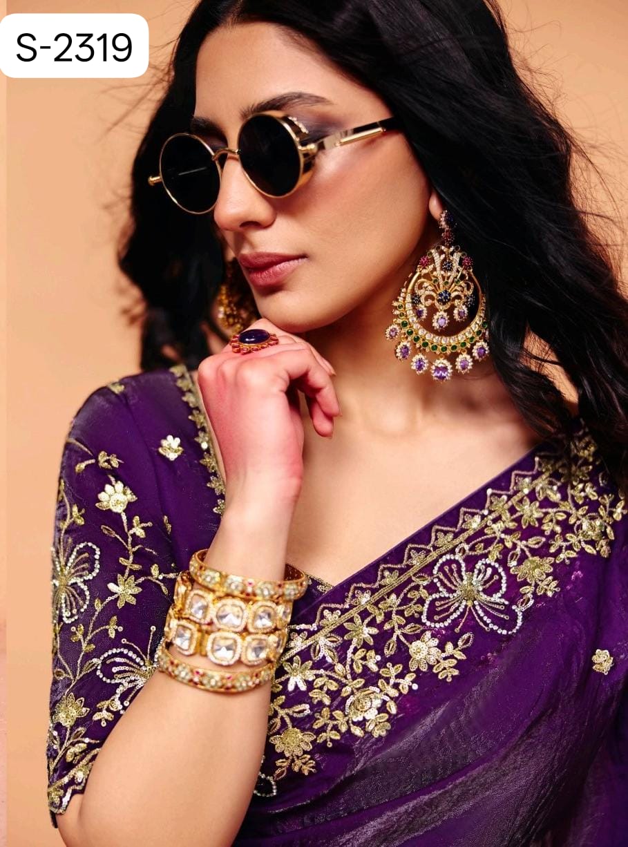 Kimora Mohey Saree Fancy Tissue Designer Party Wear