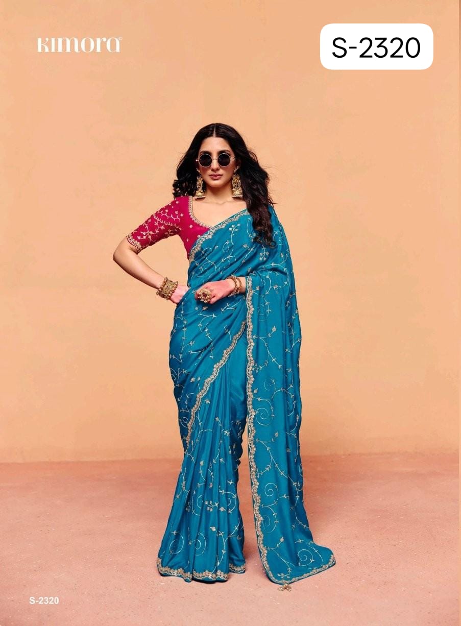 Kimora Mohey Saree Fancy Tissue Designer Party Wear