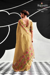 RajPath Fabrics SAFFRON Tissue Silk Saree - 6 PCS Wholesale Set