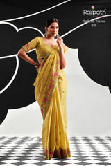 RajPath Fabrics SAFFRON Tissue Silk Saree - 6 PCS Wholesale Set