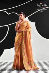 RajPath Fabrics SAFFRON Tissue Silk Saree - 6 PCS Wholesale Set