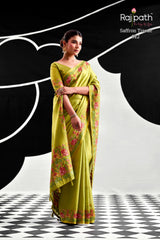 RajPath Fabrics SAFFRON Tissue Silk Saree - 6 PCS Wholesale Set