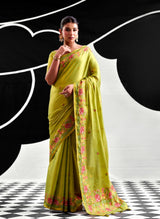 RajPath Fabrics SAFFRON Tissue Silk Saree - 6 PCS Wholesale Set