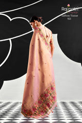 RajPath Fabrics SAFFRON Tissue Silk Saree - 6 PCS Wholesale Set