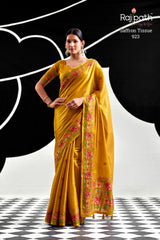 RajPath Fabrics SAFFRON Tissue Silk Saree - 6 PCS Wholesale Set