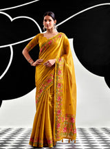 RajPath Fabrics SAFFRON Tissue Silk Saree - 6 PCS Wholesale Set