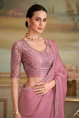 TFH SLS-8104 Dusty Rose Fancy Fabric Party Wear Saree