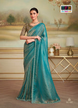 TFH SLS-8107 Teal Fancy Fabric Party Wear Saree