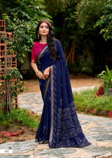 SR Scarlet Printed Silk Saree With Rich Jacquard Border - Designer Festive Wear Saree - M.R. Saree Emporium