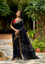 SR Scarlet Printed Silk Saree With Rich Jacquard Border - Designer Festive Wear Saree - M.R. Saree Emporium