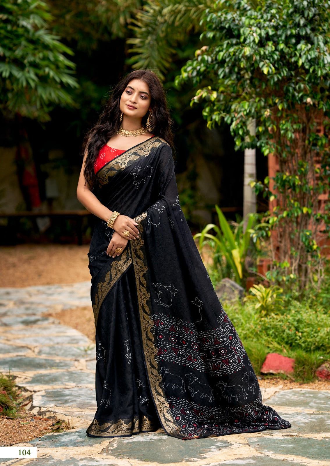 SR Scarlet Printed Silk Saree With Rich Jacquard Border - Designer Festive Wear Saree - M.R. Saree Emporium