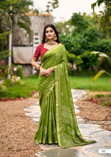 SR Scarlet Printed Silk Saree With Rich Jacquard Border - Designer Festive Wear Saree - M.R. Saree Emporium