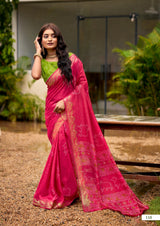 SR Scarlet Printed Silk Saree With Rich Jacquard Border - Designer Festive Wear Saree - M.R. Saree Emporium
