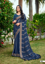 SR Tarnika Pure Bamber Silk Saree with Designer Tusser Digital Blouse - 10 PCS Wholesale Set