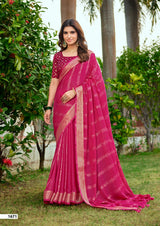SR Tarnika Pure Bamber Silk Saree with Designer Tusser Digital Blouse - 10 PCS Wholesale Set