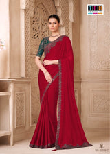 TFH Silver Screen-22 SS-32018 Hit Design Satin Georgette Saree 6 Pcs Set