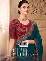 TFH Silver Screen-22 SS-32018 Hit Design Satin Georgette Saree 6 Pcs Set
