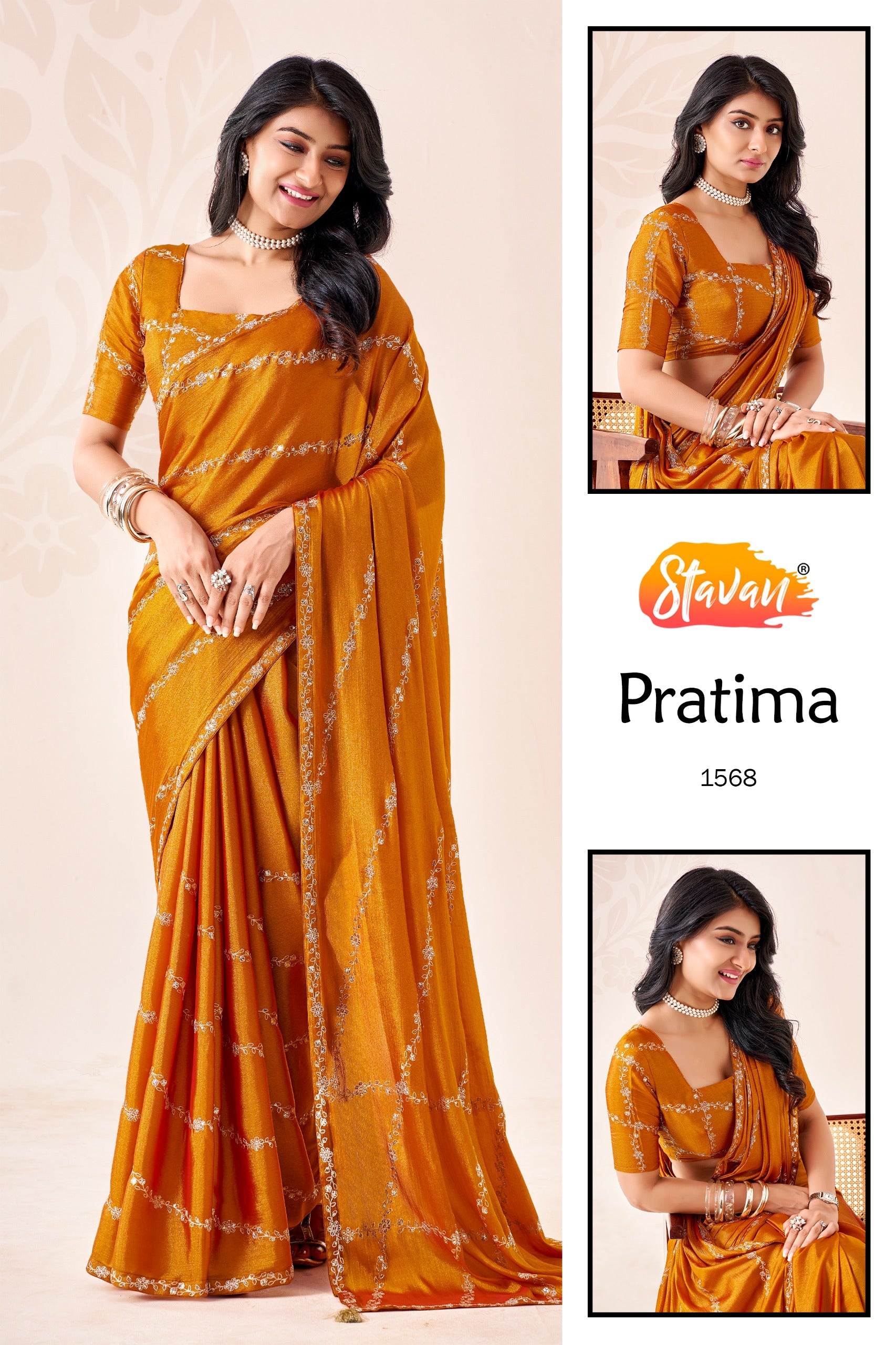 STAVAN Pratima Fancy Embroidered Saree Collection - 10 Pcs Set