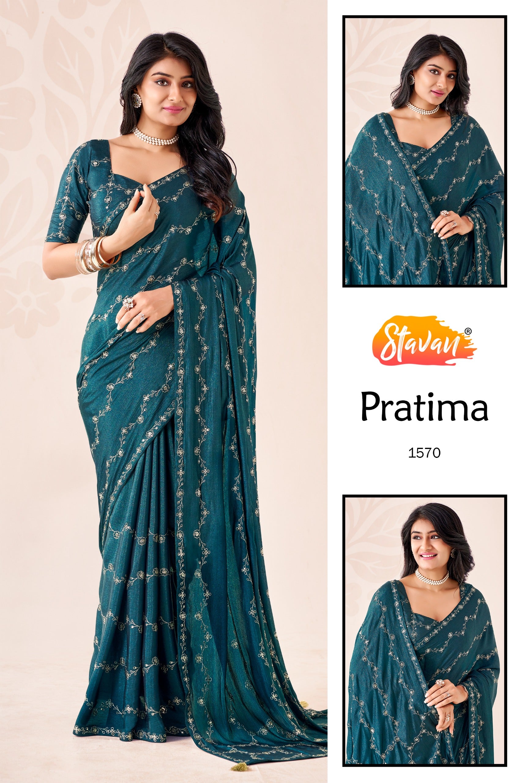 STAVAN Pratima Fancy Embroidered Saree Collection - 10 Pcs Set