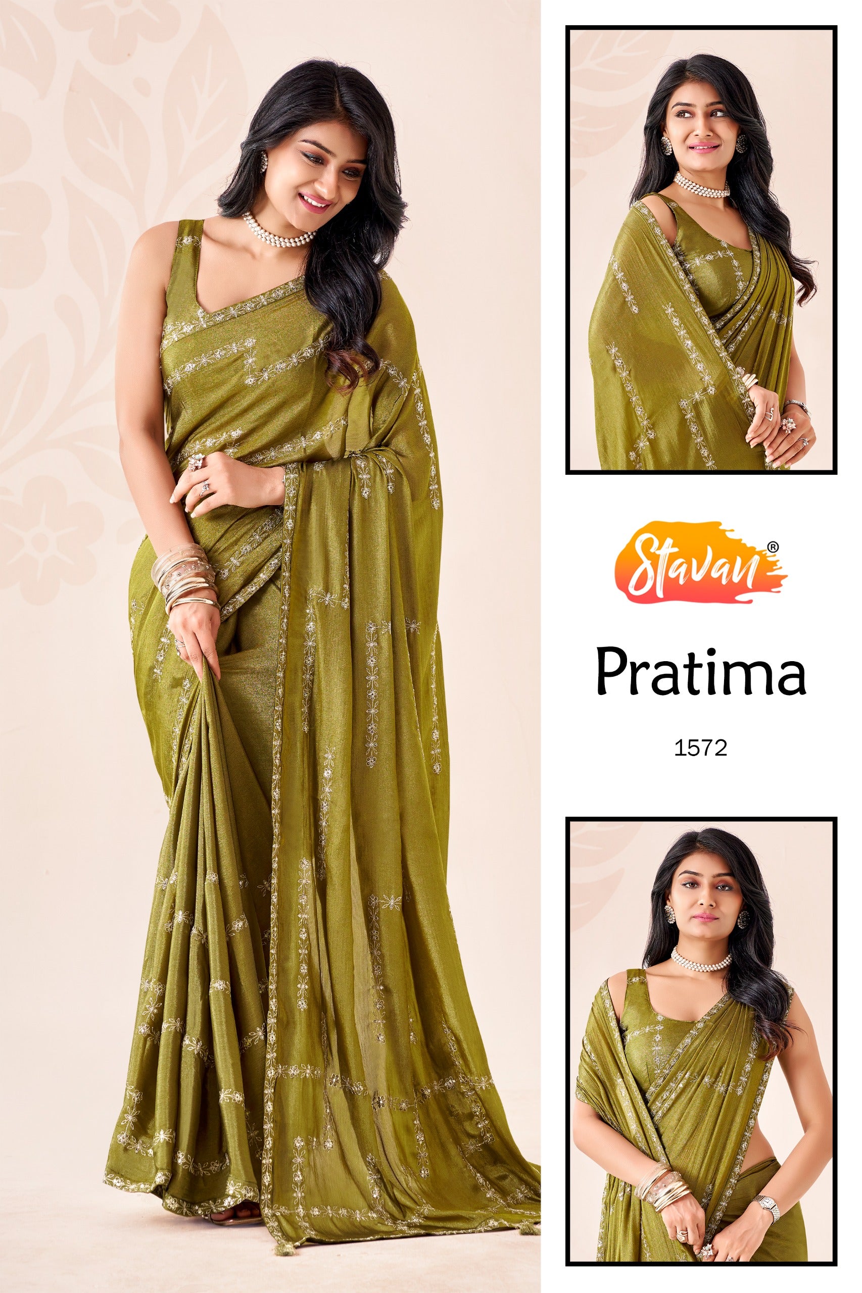STAVAN Pratima Fancy Embroidered Saree Collection - 10 Pcs Set