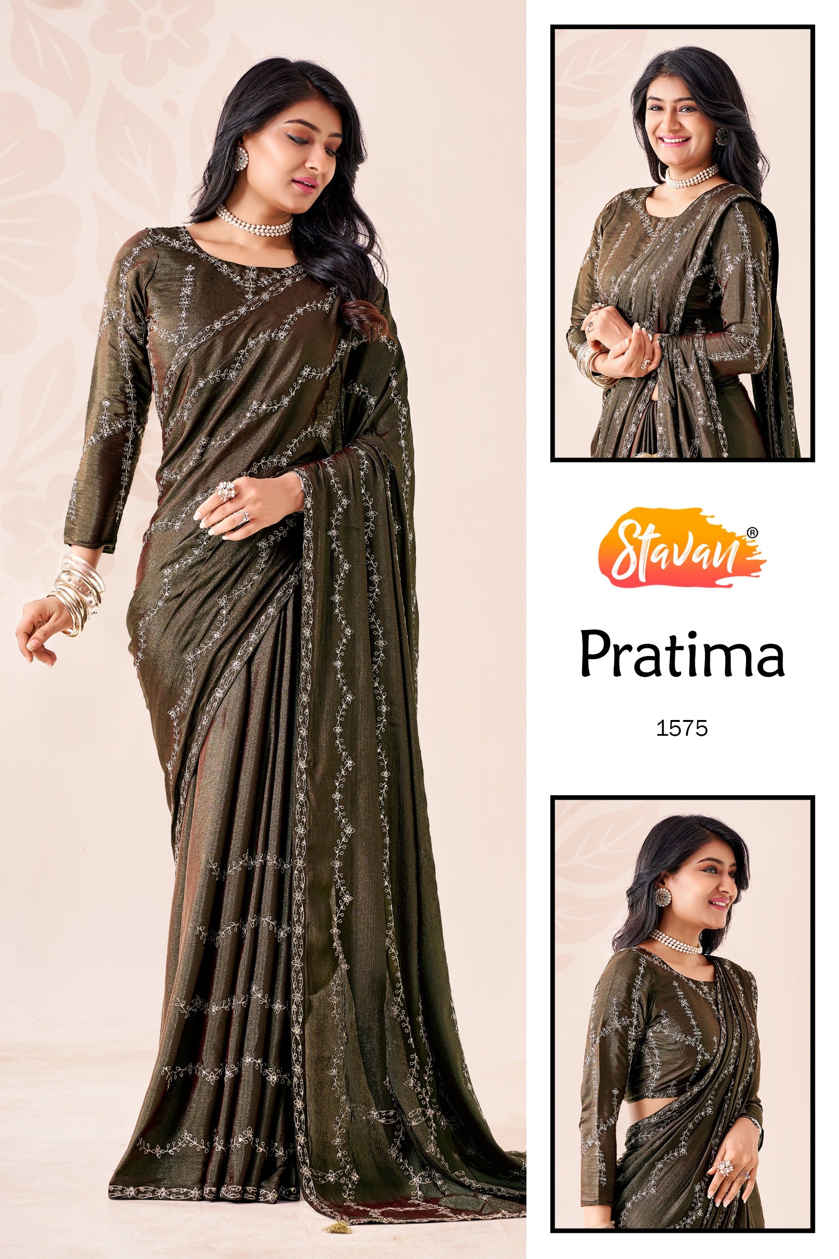STAVAN Pratima Fancy Embroidered Saree Collection - 10 Pcs Set