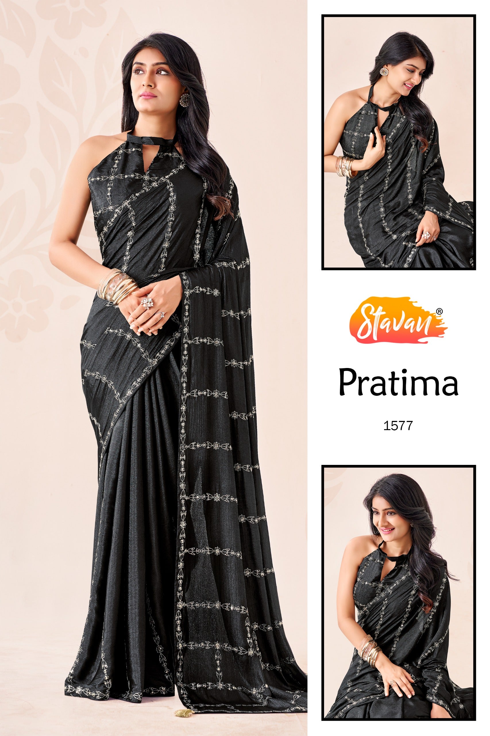 STAVAN Pratima Fancy Embroidered Saree Collection - 10 Pcs Set