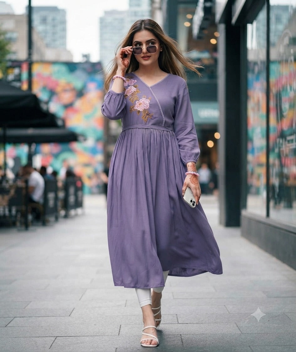 SUPRIYA Heavy Rayon Embroidered Kurti 6 Pcs Set