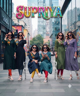 SUPRIYA Heavy Rayon Embroidered Kurti 6 Pcs Set
