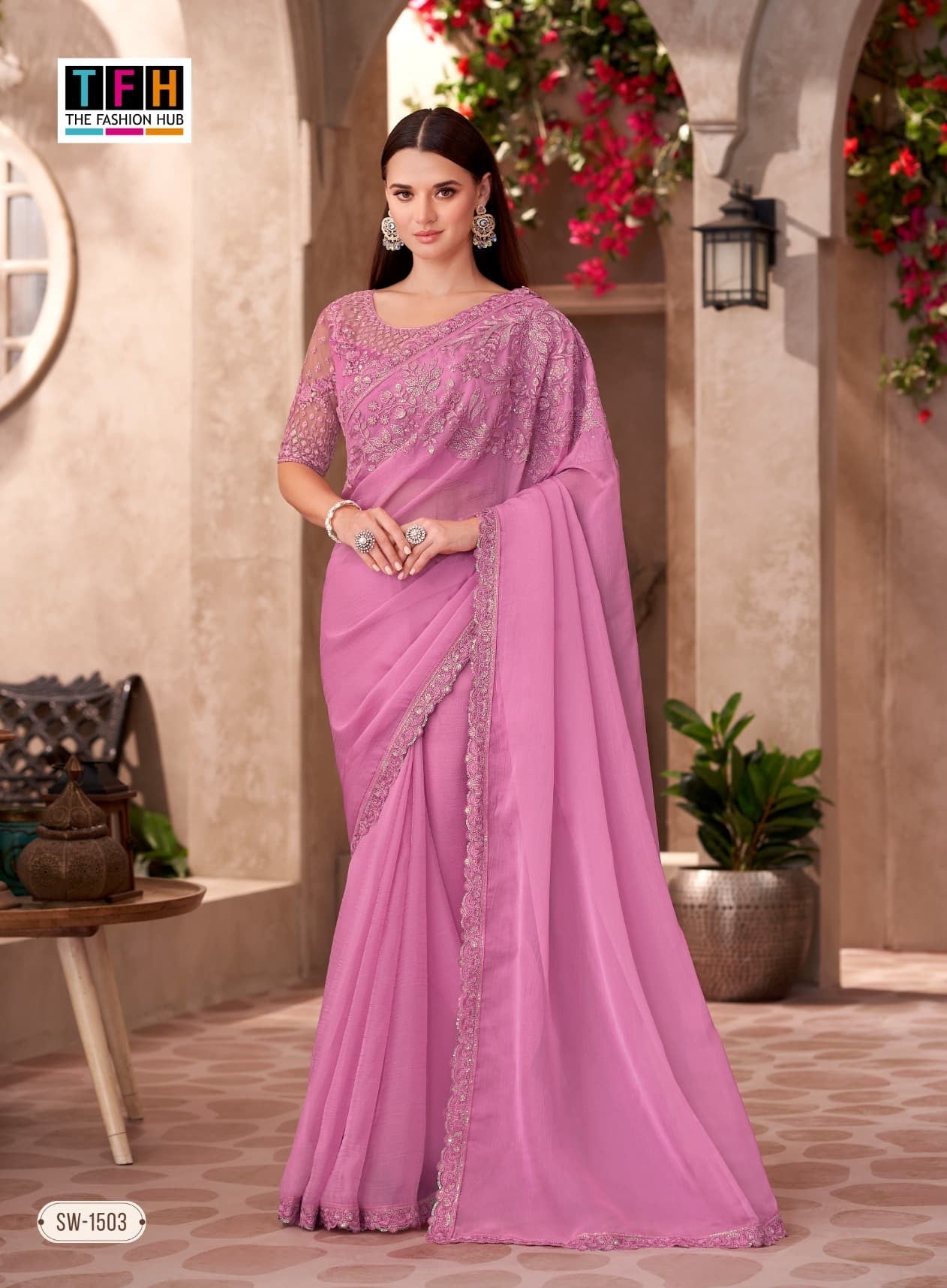 TFH Sandalwood-15 Designer Party Wear Saree with Fancy Designer Blouse