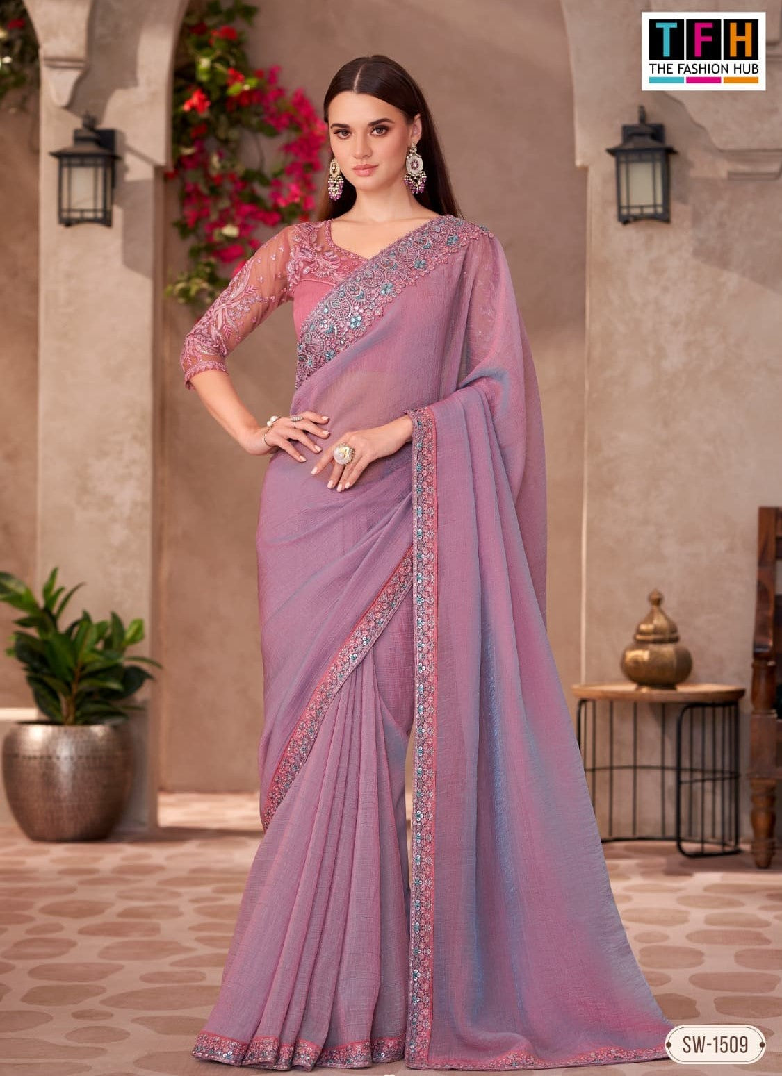 TFH Sandalwood-15 Designer Party Wear Saree with Fancy Designer Blouse