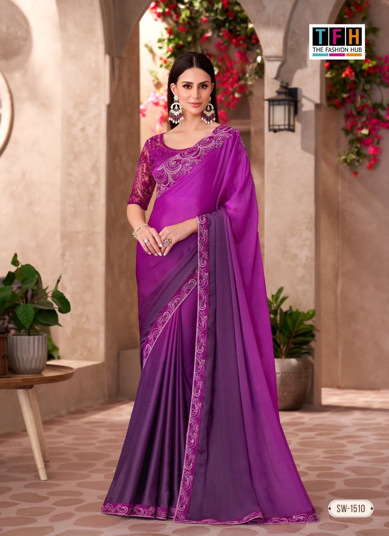 TFH Sandalwood-15 Designer Party Wear Saree with Fancy Designer Blouse