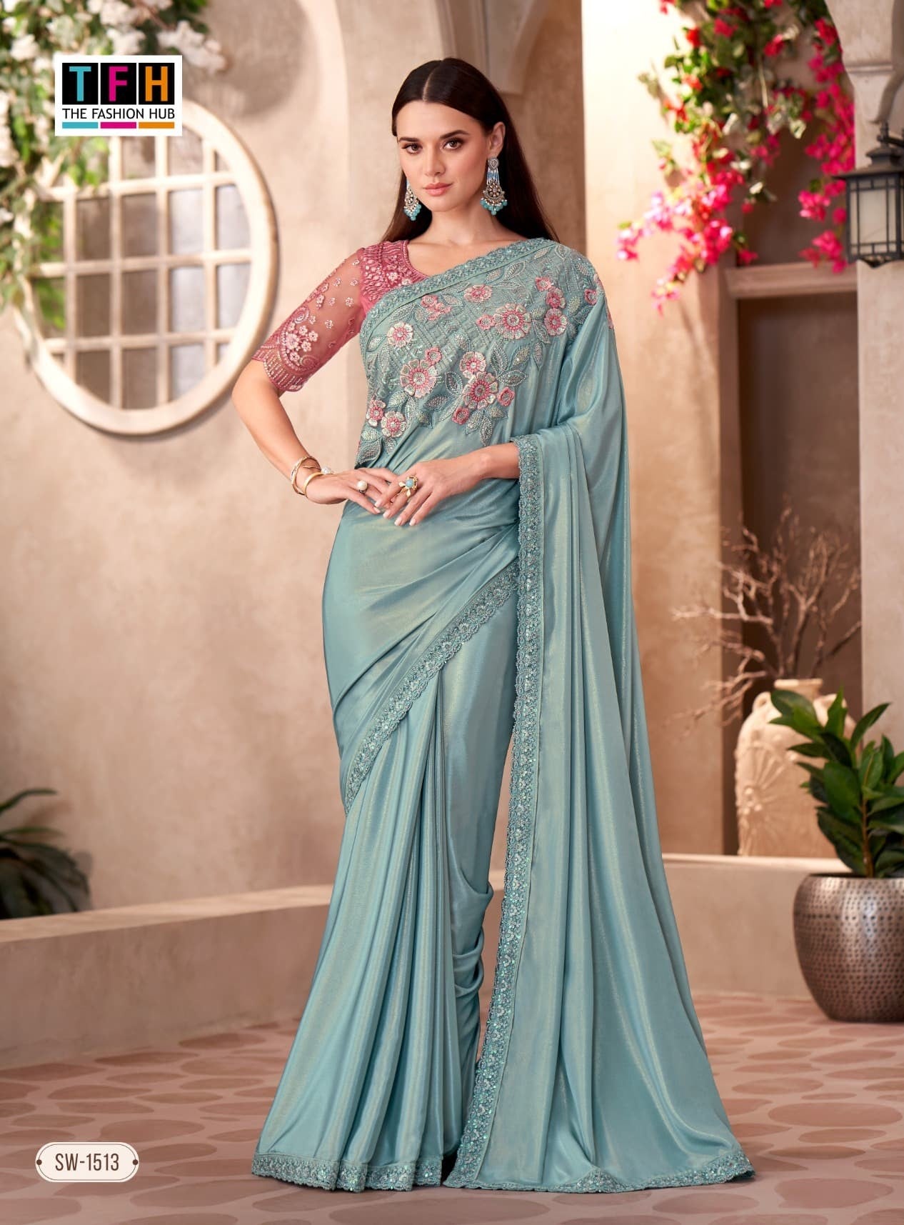 SW-1513 Stylish Party Wear Fancy Saree Online