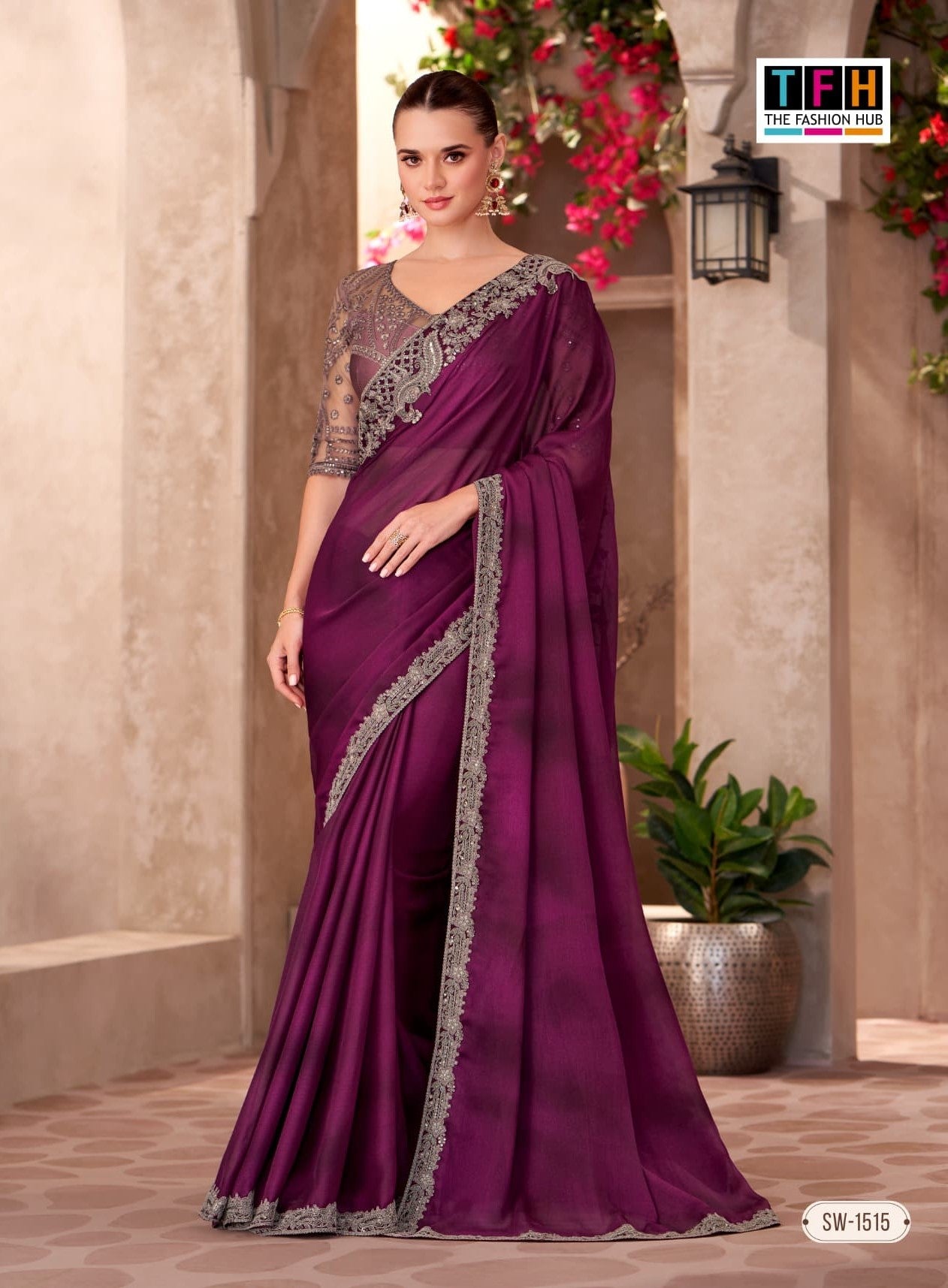TFH Sandalwood-15 Designer Party Wear Saree with Fancy Designer Blouse